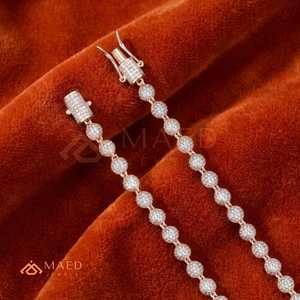Moissanite Bead Necklace <b>Iced</b> <b>Out</b> Ball <b>Chain</b> Rose Gold Plated Luxury Hip Hop Necklace for Men Women Gift - Product Image 2