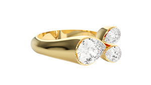 Bague en or massif 14 carats jaune, rose et blanc de qualité supérieure, certifiée IGI, diamant de laboratoire taille poire 2 carats, bijou raffiné pour mariage - Product Image 4