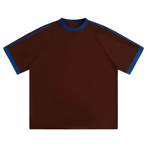T-shirt unisexe personnalisé à col contrastant, 100 % coton, col rond, manches courtes, bicolore, pour équipes sportives - Product Image 6