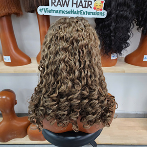 100% Vietnamese Human Hair <b>Wig</b> Burmese Curly HD lace <b>Wig</b> Double Drawn Single Donor Cap <b>Black</b> Women Transparent for Lace - Product Image 2