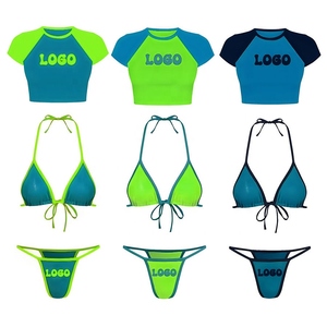 Fabricant OEM sur mesure – Nouvel ensemble de mini-bikinis micro pour femme, maillot de bain taille haute à nouer, service OEM, maillots de bain brésiliens à col rond - Product Image 4