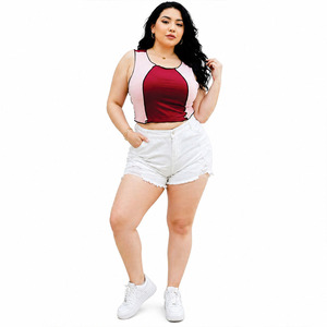 Camiseta Corta sin Mangas para Mujer, Color Borgoña y Rosa, Cuello Redondo, Corte Ajustado, Transpirable, Ligera, Venta al Por Mayor OEM, EE. UU. - Product Image 4