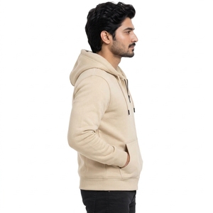 Sweat-shirt à capuche zippé pour homme, texture douce, coupe confortable, léger, décontracté, en tissu mélange coton et polyester - Product Image 3