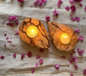 Handmade Handmade Mango Wood Tea Light Holders: Drop Shape Favors <b>Tealight</b> Candle Holder: Rustic Boho Decor - Product Image 5