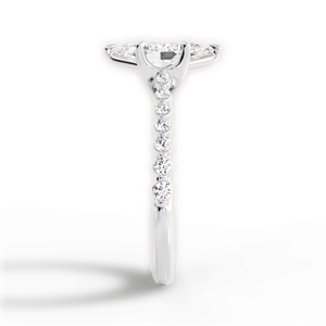 Anillo de Compromiso de Oro Blanco de 14K con Diamante Cultivado en Laboratorio de Corte Marquesa de 3.70 CTW y Diamantes Redondos Decorativos en los Hombros - Product Image 2