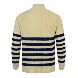 Pull en maille respirant à col montant mi-zippé pour homme, manches longues, chaud, décontracté, coupe régulière, doux, 100 % acrylique - Product Image 3