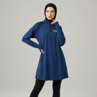 Haut musulman modeste respirant à manches longues pour femme avec trous pour les pouces, élégant, confortable, doux, UPF50+, écologique, pour le fitness et le yoga