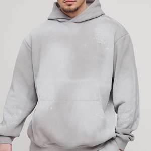 Ensemble de survêtement unisexe pour homme avec sweat à capuche zippé et pantalon évasé, effet vieilli, broderie, délavé à l'acide - Product Image 4