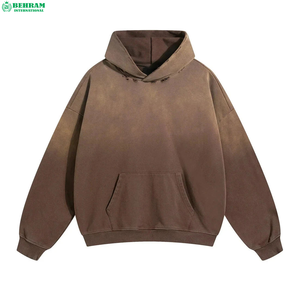 เสื้อฮู้ดแขนยาวลำลอง ผ้าโพลีเอสเตอร์/คอตตอน ผ้าฟลีซ ทรงหลวม สีพื้น ปักโลโก้ได้ สไตล์สตรีทแวร์ 450 GSM สำหรับผู้ชาย - Product Image 5