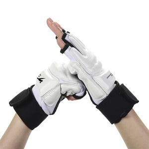 Taekwondo Gloves White With Black Trim Breathable Mesh Lining Unisex Hand Protectors For Training - Product Image 4