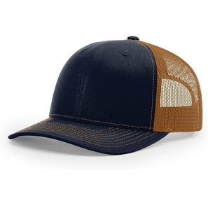 Unisex 6-Panel Trucker Hat With Mesh Back Tan And Blue Contrast Color Casual <b>Cap</b> For Adults Spring Summer Adjustable Fit - Product Image 5