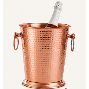 Hammered Copper Ice <b>Bucket</b> Double Wall Stainless Steel Wine Cooler Insulated <b>Champagne</b> <b>Bucket</b> Chiller Tub with Handles for Bar - Product Image 3