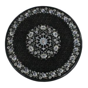 Plateau de forme ronde en incrustation d'os et dessus de table en bois accessoires de mariage et d'anniversaire fournitures - Product Image 1