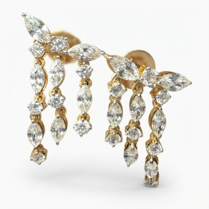 Boucles d'oreilles de luxe en or jaune 9 carats avec diamants marquise et ronds cultivés en laboratoire, certifiées IGI, 4,86 CT, pour fiançailles, mariage, fête, cadeau - Product Image 3