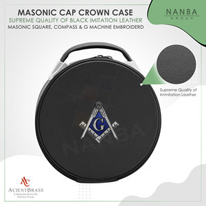 กล่องใส่หมวกมาสันทำจากหนังเทียม พร้อมลายปักรูปสี่เหลี่ยมและเข็มทิศ - Product Image 5