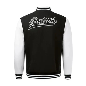 Chaqueta Varsity para Hombre en Blanco y Negro con Bloques de Color, Parche con Letra P, Botones a Presión, Estilo Deportivo - Product Image 3