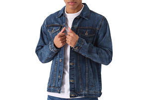 Veste en jean bleu foncé pour homme, coupe ajustée, décontractée, en coton, style classique streetwear, élégante, pour un usage quotidien - Product Image 6