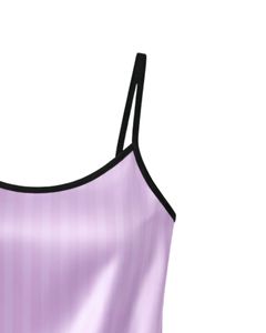 ชุดนอนผ้าซาตินสีม่วงแบบกำหนดเองสำหรับผู้หญิง ชุดนอนผ้าไหมสายเดี่ยวและกางเกงขาสั้น ชุดนอนนุ่มหรูหราสำหรับฤดูร้อน - Product Image 6