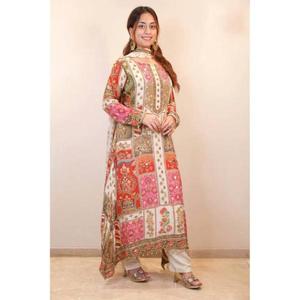 Ensemble de 3 pièces Salwar Kameez élégant avec un magnifique dupatta pour les fêtes, design réversible - Product Image 1