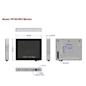 Écran tactile industriel marin étanche IP67 (PCAP/Résistif) avec gradation automatique, télécommande IR et boîtier en aluminium - Product Image 3