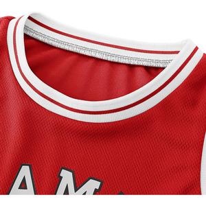 Conjunto de Camiseta de Baloncesto Roja para Adultos Unisex, Camiseta de Manga Corta, Pantalones Cortos con Cintura Elástica, 100% Poliéster, Elástico en Cuatro Direcciones, Secado Rápido - Product Image 3