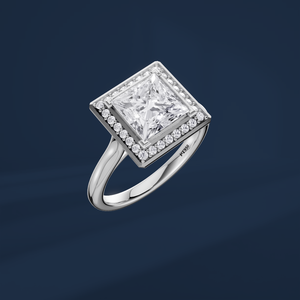 Anillo de Compromiso de Platino PT950 con Corte Princesa y Diamantes Laterales, Color D, Certificado IGI, Estilo Clásico para Mujer - Product Image 1
