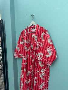 Robe kimono en coton imprimé indien, peignoir, tenue de détente bohème - Product Image 4