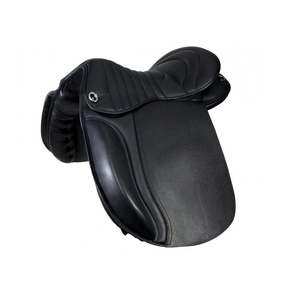 Selle d'équitation anglaise en cuir véritable marron avec arceau en fibre de verre et quincaillerie en acier inoxydable, siège souple pour l'équitation - Product Image 6