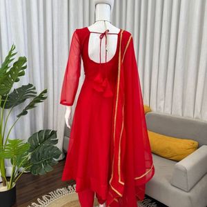 Vestido Anarkali de Seda Tibby Premium con Pantalón y Dupatta de Encaje Elegante, Conjunto de Traje Étnico de Diseñador para Fiestas, Venta al Por Mayor Directo de Fábrica - Product Image 5