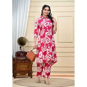 ชุดเสื้อและกระโปรงชุดอยู่บ้าน2ชิ้นแบบเข้าคู่กันชุดพิมพ์ลายดอกไม้สำหรับผู้หญิงใส่ในฤดูร้อน - Product Image 3