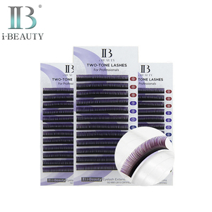 Extensions de cils I-BEAUTY - Cils Ib Premium bicolores (violet) fabriqués à la main en Corée du Sud, de haute qualité et colorés - Product Image 1