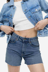 Shorts de Mujer de Cintura Media con Cierre de Botones, Secado Rápido, Lavado a la Piedra, 100% Algodón, Corte Regular Informal - Product Image 2