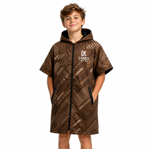 Custom Kids Hooded Swim Parka Changing Robe | Waterproof Windproof Quick Dry Towel Poncho <b>Jacket</b> for Swimming, Surfing & Beach - Product Image 1