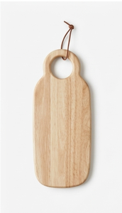 Planche à découper longue et unique en bois naturel, plateau de service en bois dur avec poignée circulaire et sangle de suspension en cuir - Product Image 4