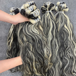 100% Vietnamese Remy Human <b>Hair</b> Natural Wave Weft Piano #1B+613 <b>Ombre</b> <b>Hair</b> <b>Extensions</b> - Product Image 6