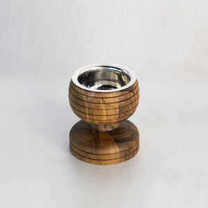 Quemador de incienso de madera Hourglass, forma redonda moderna, soporte para incienso árabe Oud con taza de carbón metálica extraíble para uso con incienso. - Product Image 2