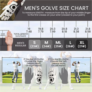 Premium Pu Leather <b>Golf</b> Glove for Men Breathable Outdoor Sports White with Black Accents - Product Image 6