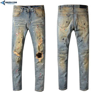 Pantalones Vaqueros de Mezclilla de Corte Moderno y Ajustado, Estilo Urbano, Colección Juvenil, Lavado Vintage, Ropa Casual de Moda - Product Image 2