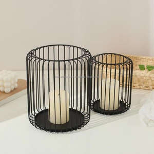 Gold and Black <b>Pillar</b> <b>Candle</b> Holder and Lanterns <b>Large</b> Size <b>Candle</b> Holder Hanging Lantern for Home & Garden Christmas Decoration - Product Image 4