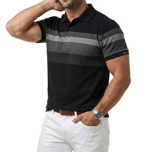 Polos deportivos OEM para hombre, hechos a medida, transpirables, de punto, a rayas, de manga corta, ajustados, al por mayor, para golf. - Product Image 3