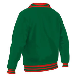 Veste bomber personnalisée en patchwork, corps en laine, manches en cuir de vachette, fermeture à boutons sur le devant, col côtelé, chaude et confortable. - Product Image 6