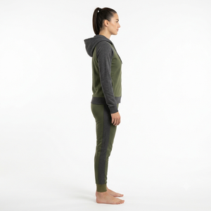 Conjunto Deportivo de Mujer con Capucha y Cremallera, Color Sólido, Manga Larga, Estilo Casual, Tejido de Algodón Transpirable, Estilo Otoñal, Corte Regular - Product Image 3