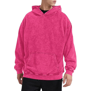 High Quality <b>Pink</b> <b>Hoodie</b> Unisex Casual Knitted Cotton Solid Color Pocket Hooded Sweatshirt Autumn Wear - Product Image 2