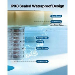 Ionizzatore Solare Galleggiante in Rame a Petalo per Piscine da 45.000 Galloni - Purificatore Automatico Senza Cloro per il Trattamento dell'Acqua - Product Image 5