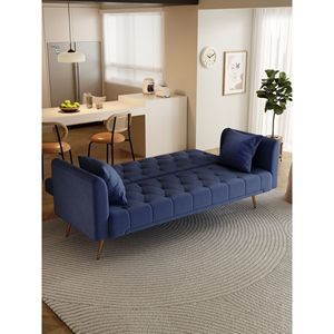 Divano Convertibile da 71 Pollici in Velluto Blu Stile Americano Retrò per Piccoli Soggiorni, Camere da Letto o Uffici - Product Image 4