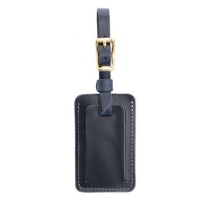 Étiquette de bagage en cuir véritable rouge et noir de luxe, personnalisable avec logo, couleur et nom imprimés en relief, style tendance, vente en gros - Product Image 1