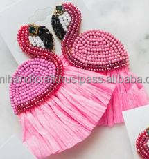 Pendientes bordados de cuentas de semillas de joyería de moda de la India pendientes hechos a mano para mujeres y niñas multicolor - Product Image 3