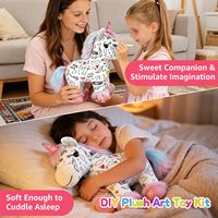 Kit de coloriage de votre propre peluche licorne, kit d'activités créatives, peluche licorne à colorier, jouet en peluche lavable pour filles, cadeau
