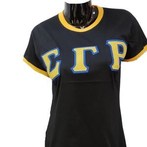 เสื้อยืด Sigma Gamma Rho Sorority สีดำ แขนสั้น คอกลม ลายกรีก สำหรับผู้หญิง สไตล์ลำลอง แฟชั่น สามารถสั่งทำได้ - Product Image 1