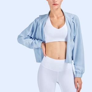 Chaqueta de Yoga de Calidad Premium al por Mayor, Ajuste Delgado, Peso Medio, Deportiva, para Mujer, para Actividades al Aire Libre, Cortavientos, con Capucha, Spandex/Nylon - Product Image 1